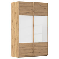 SCHWEBETÜRENSCHRANK 137/223/68 cm 2-türig Weiß, Eiche Artisan  - Eichefarben/Weiß, Design, Glas/Holzwerkstoff (137/223/68cm) - Xora