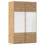 SCHWEBETÜRENSCHRANK 137/223/68 cm 2-türig Weiß, Eiche Artisan  - Eichefarben/Weiß, Design, Glas/Holzwerkstoff (137/223/68cm) - Xora