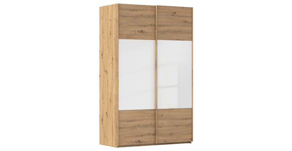 SCHWEBETÜRENSCHRANK 137/223/68 cm 2-türig Weiß, Eiche Artisan  - Eichefarben/Weiß, Design, Glas/Holzwerkstoff (137/223/68cm) - Xora
