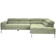 ECKSOFA Olivgrün Flachgewebe  - Chromfarben/Olivgrün, KONVENTIONELL, Textil/Metall (282/224cm) - Hom`in
