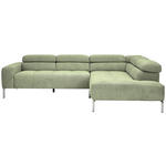 ECKSOFA Olivgrün Flachgewebe  - Chromfarben/Olivgrün, KONVENTIONELL, Textil/Metall (282/224cm) - Hom`in