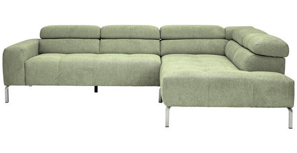 ECKSOFA Olivgrün Flachgewebe - Chromfarben/Olivgrün, KONVENTIONELL, Textil/Metall (282/224cm) - Hom`in