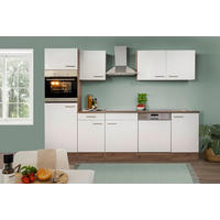 KÜCHENLEERBLOCK 280/205/60 cm   in Weiss, Eichefarben  - Weiss/Edelstahlfarben, Basics, Holzwerkstoff/Metall (280/205/60cm) - Respekta
