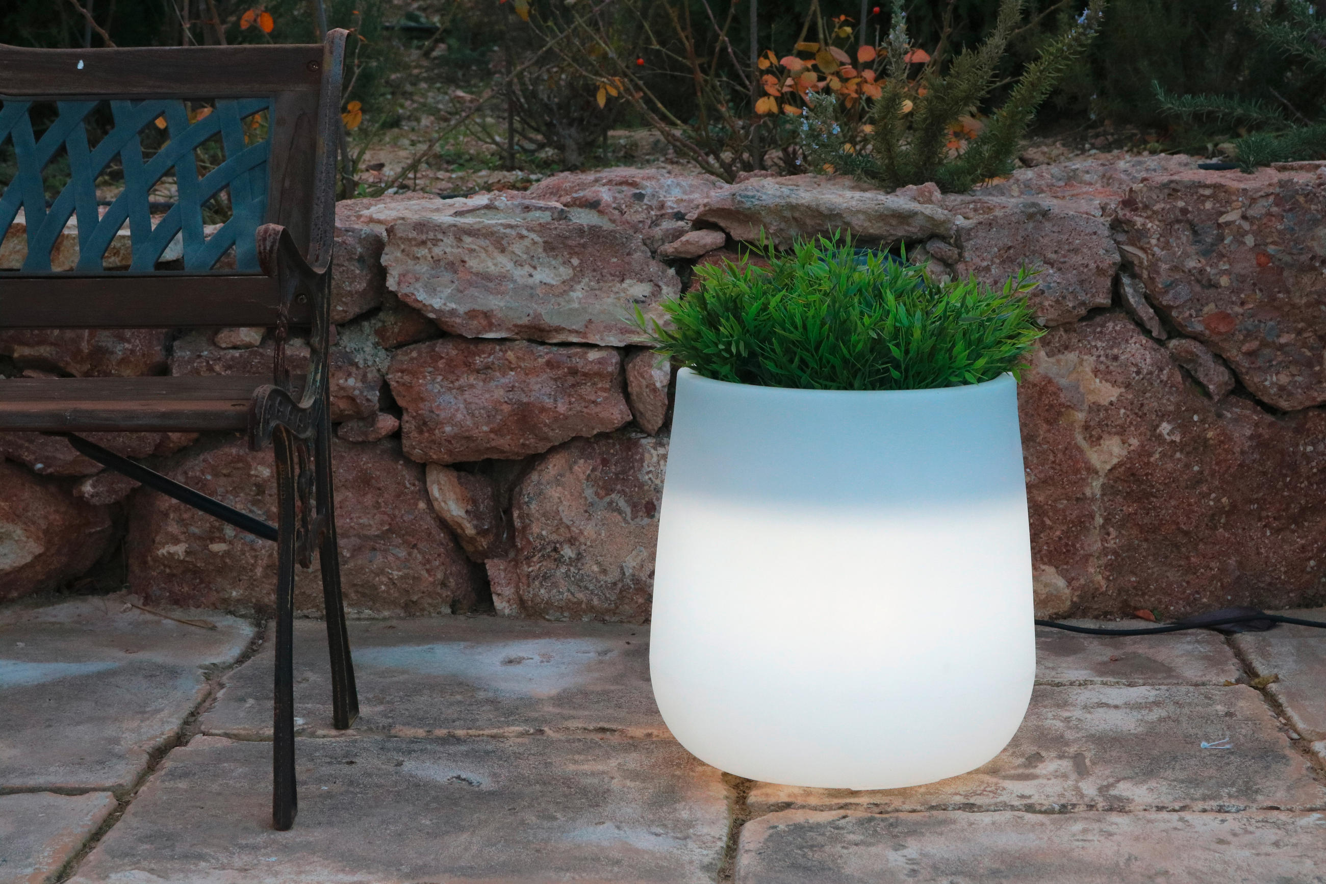 LED-AUßENLEUCHTE Camelia 33.5/39/33.5 cm   - Weiß, Basics, Kunststoff (33.5/39/33.5cm) - New Garden