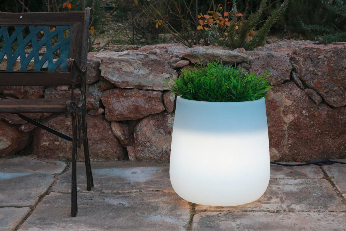 LED-AUßENLEUCHTE Camelia 33.5/39/33.5 cm   - Weiß, Basics, Kunststoff (33.5/39/33.5cm) - Newgarden