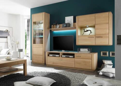 HÄNGEVITRINE in furniert, teilmassiv Eiche Eichefarben  - Eichefarben/Silberfarben, Design, Glas/Holz (107/98/38cm) - Livetastic