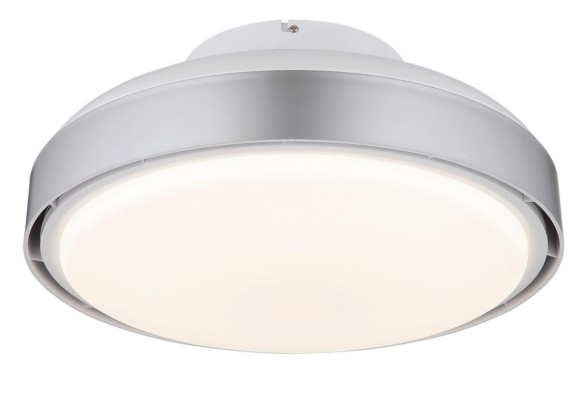 Deckenleuchte mit Ventilator CARNEY 45/20 cm   - Silberfarben/Opal, Basics, Kunststoff (45/20cm) - Globo