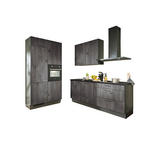 ECKKÜCHE XO 10 120/220 cm  in Graphitfarben, Schwarz, Eiche dunkel  - Eiche dunkel/Chromfarben, Design, Holzwerkstoff/Metall (120/220cm) - Xora