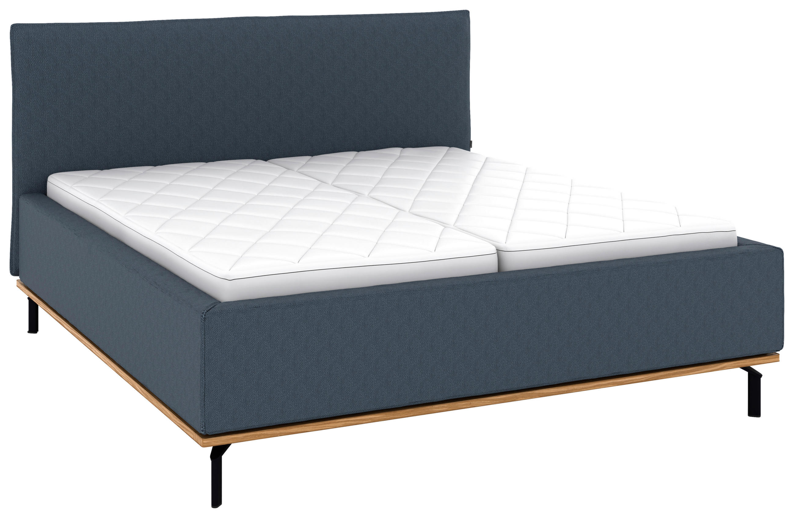 POLSTERBETT 180/200 cm,  in Dunkelblau, Matratze, Lattenrost, Bettkasten, H2 + H3 = mittel + fest  - Graphitfarben/Weiß, Design, Holz/Textil (180/200cm) - Musterring