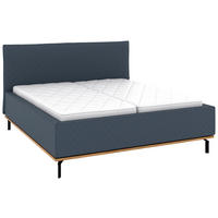 POLSTERBETT 180/200 cm,  in Dunkelblau, Matratze, Lattenrost, Bettkasten, H2 + H3 = mittel + fest  - Graphitfarben/Weiß, Design, Holz/Textil (180/200cm) - Musterring