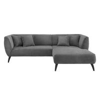 ECKSOFA 264/160 cm  in Cord Grau Zierkissen  264/160 cm  - Schwarz/Grau, MODERN, Holz/Textil (264/160cm) - MID.YOU