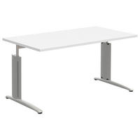 SCHREIBTISCH 140/80/70-82 cm  in Weiß, Alufarben  - Alufarben/Weiß, KONVENTIONELL, Holzwerkstoff/Metall (140/80/70-82cm) - Moderano