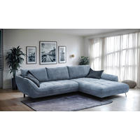 ECKSOFA BIARRITZ in Struktur Blau  324/205 cm  - Blau/Schwarz, Design, Textil/Metall (324/205cm) - Livetastic