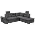 ECKSOFA Grau Mikrovelours  - Schwarz/Grau, KONVENTIONELL, Kunststoff/Textil (265/217cm) - Carryhome