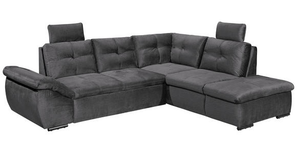 ECKSOFA Grau Mikrovelours  - Schwarz/Grau, KONVENTIONELL, Kunststoff/Textil (265/217cm) - Carryhome