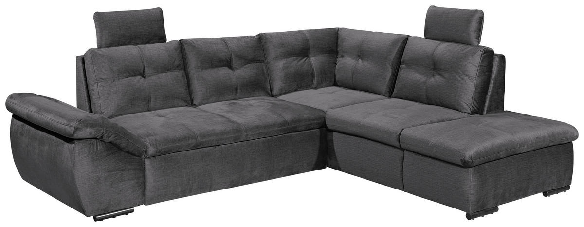 ECKSOFA in Mikrovelours Grau  - Schwarz/Grau, Konventionell, Kunststoff/Textil (265/217cm) - Carryhome