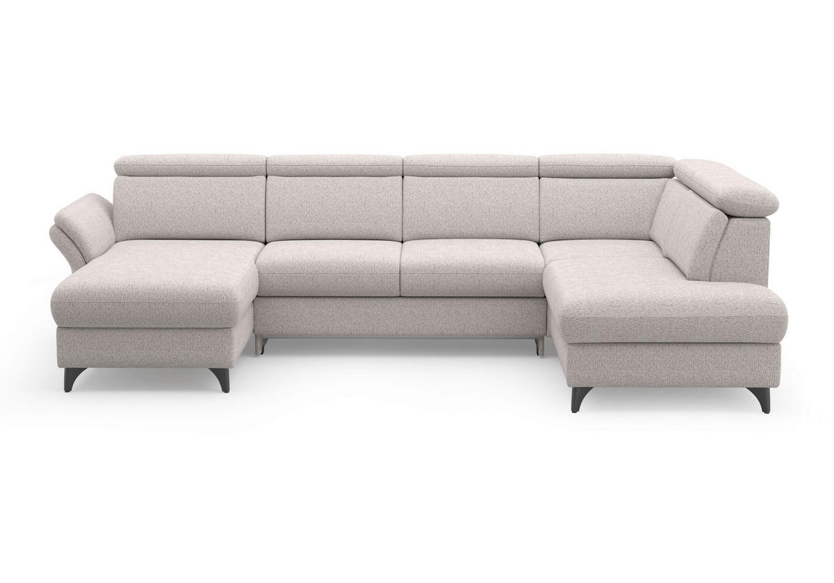 WOHNLANDSCHAFT Chenille Silberfarben  - Silberfarben/Schwarz, Konventionell, Textil/Metall (166/321/193cm) - Sit & More