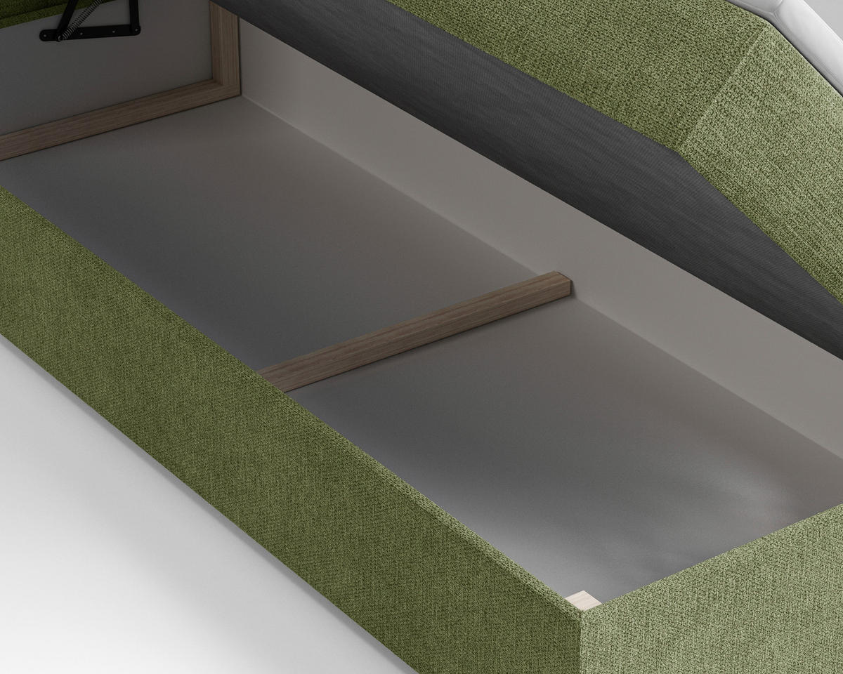 BOXBETT 90/200 cm  in Dunkelgrün  - Dunkelgrün/Schwarz, MODERN, Holz/Kunststoff (90/200cm) - Livetastic