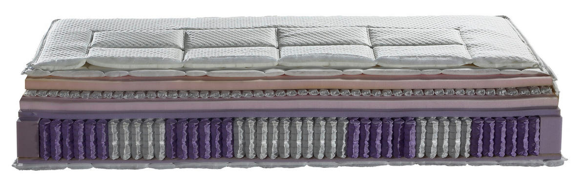 BOXSPRINGMATRATZE 200/200 cm, Höhe ca.:  - Weiß/Grau, Basics, Textil (200/200cm) - Novel