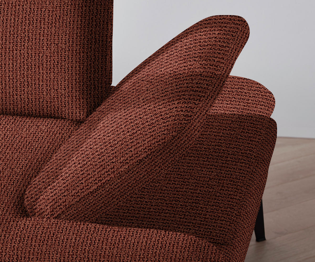 ECKSOFA in Webstoff Rostfarben  - Rostfarben/Schwarz, Design, Textil/Metall (180/289cm) - Stylife