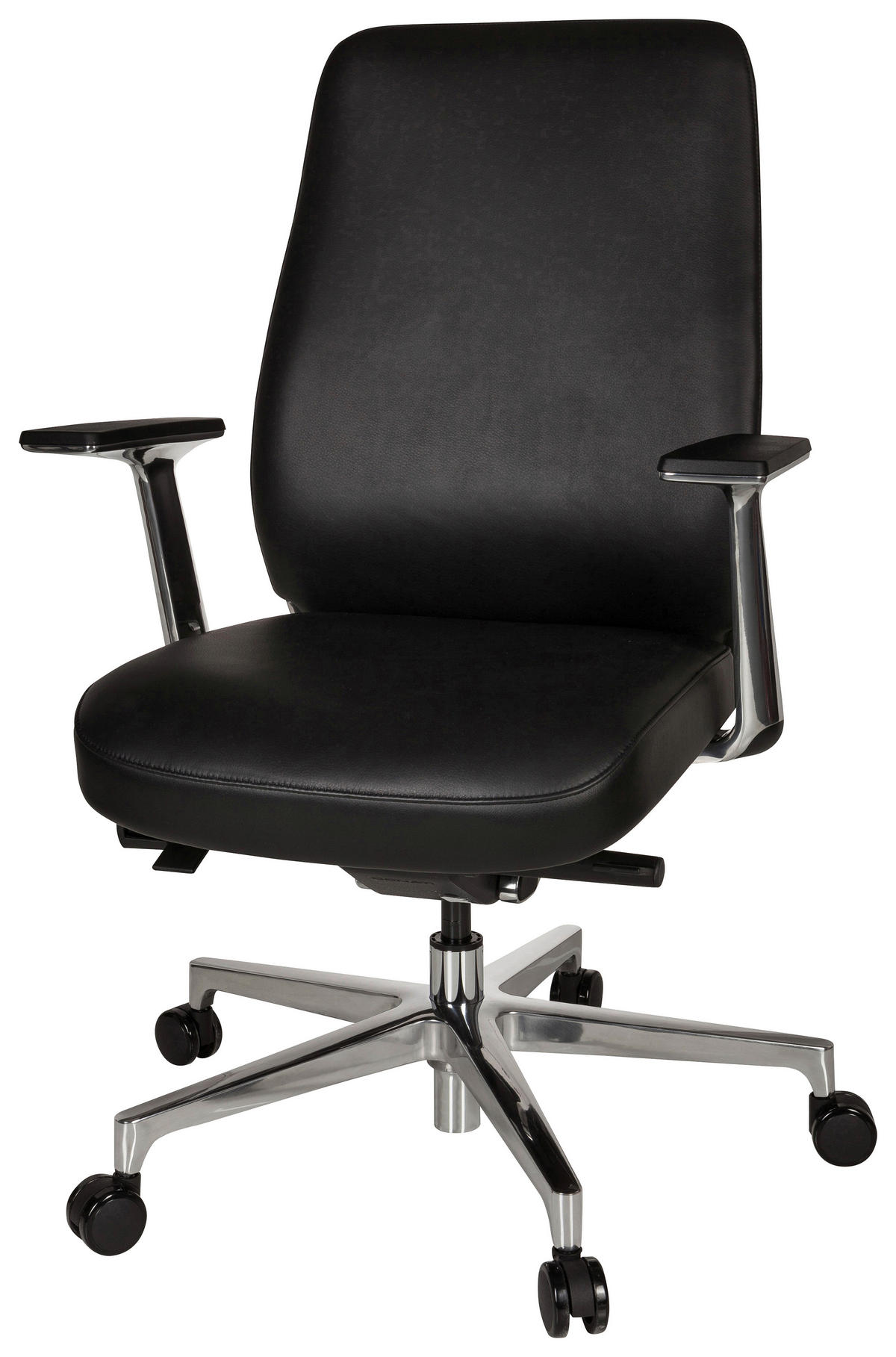 SNURRSTOL  i svart  - silver/svart, Basics, metall/läder (67/110/60cm) - MID.YOU