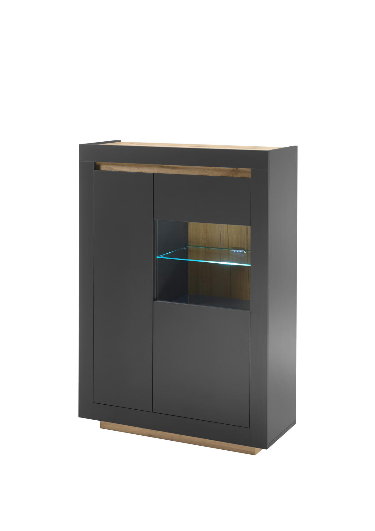 VITRINE  in Anthrazit, Eiche Wotan  - Anthrazit/Eiche Wotan, Design, Glas/Holzwerkstoff (96/136/38cm) - MID.YOU