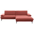 ECKSOFA  in Velours Koralle  284/184 cm  - Koralle/Schwarz, Design, Textil/Metall (284/184cm) - Dieter Knoll