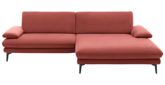 ECKSOFA  in Velours Koralle  284/184 cm  - Koralle/Schwarz, Design, Textil/Metall (284/184cm) - Dieter Knoll
