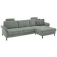 ECKSOFA  in Chenille, Flachgewebe Hellgrau Rücken echt  316/175 cm  - Hellgrau/Schwarz, Design, Textil/Metall (316/175cm) - Dieter Knoll