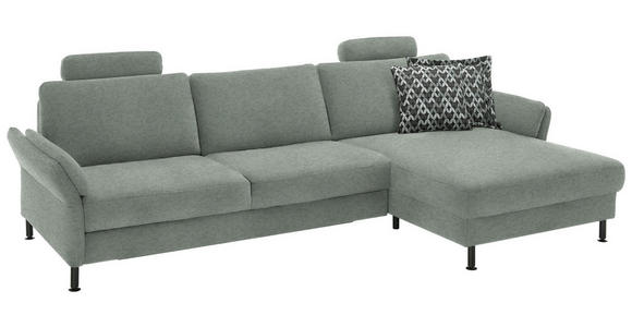 ECKSOFA  in Chenille, Flachgewebe Hellgrau Rücken echt  316/175 cm  - Hellgrau/Schwarz, Design, Textil/Metall (316/175cm) - Dieter Knoll