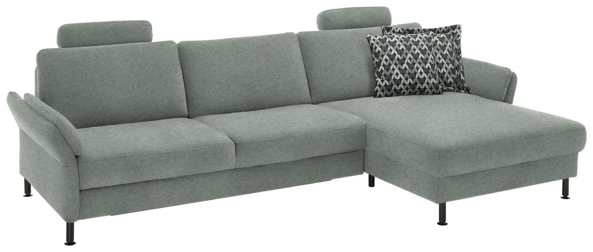 ECKSOFA  in Chenille, Flachgewebe Hellgrau  316/175 cm  - Hellgrau/Schwarz, Design, Textil/Metall (316/175cm) - Dieter Knoll