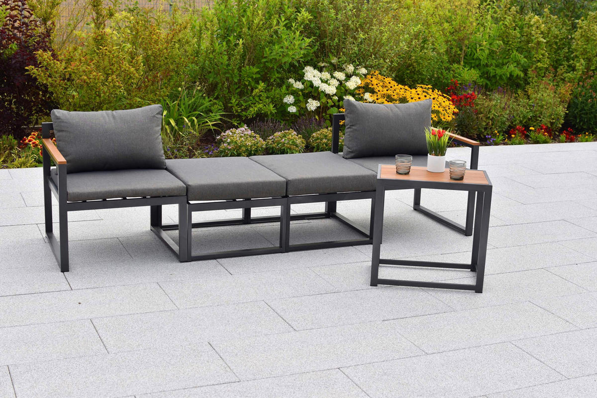 GARTENSET 11-teilig  - Graphitfarben/Naturfarben, KONVENTIONELL, Kunststoff/Textil - Gardenson