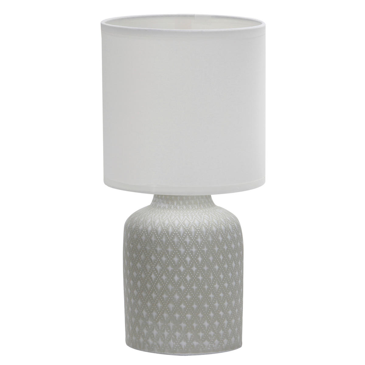 TISCHLEUCHTE 15/15/32 cm  - Weiß/Grau, Basics, Keramik/Textil (15/15/32cm)