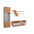 WOHNWAND Sonia  in Weiß, Buchefarben  274/206/54 cm  - Edelstahlfarben/Buchefarben, Design, Glas/Holz (274/206/54cm) - Valnatura