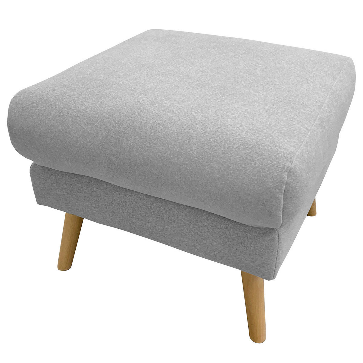 HOCKER in Textil Hellgrau  - Buchefarben/Hellgrau, Design, Holz/Textil (61/49/65cm) - Livetastic