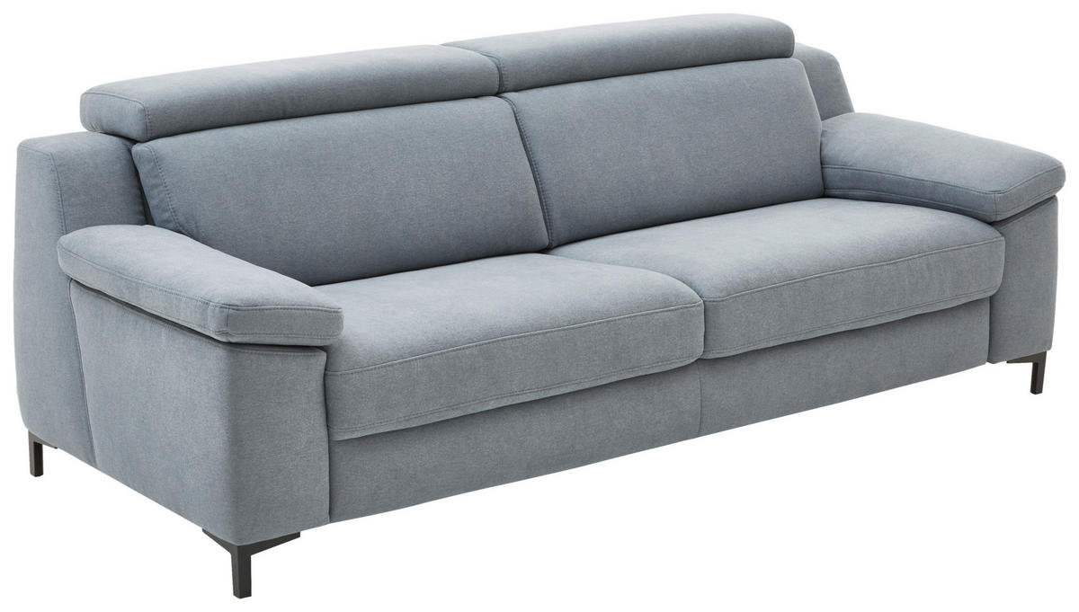 2,5-SITZER Chenille Pastellblau  - Pastellblau/Schwarz, Design, Textil/Metall (188/104/104cm) - Valdera