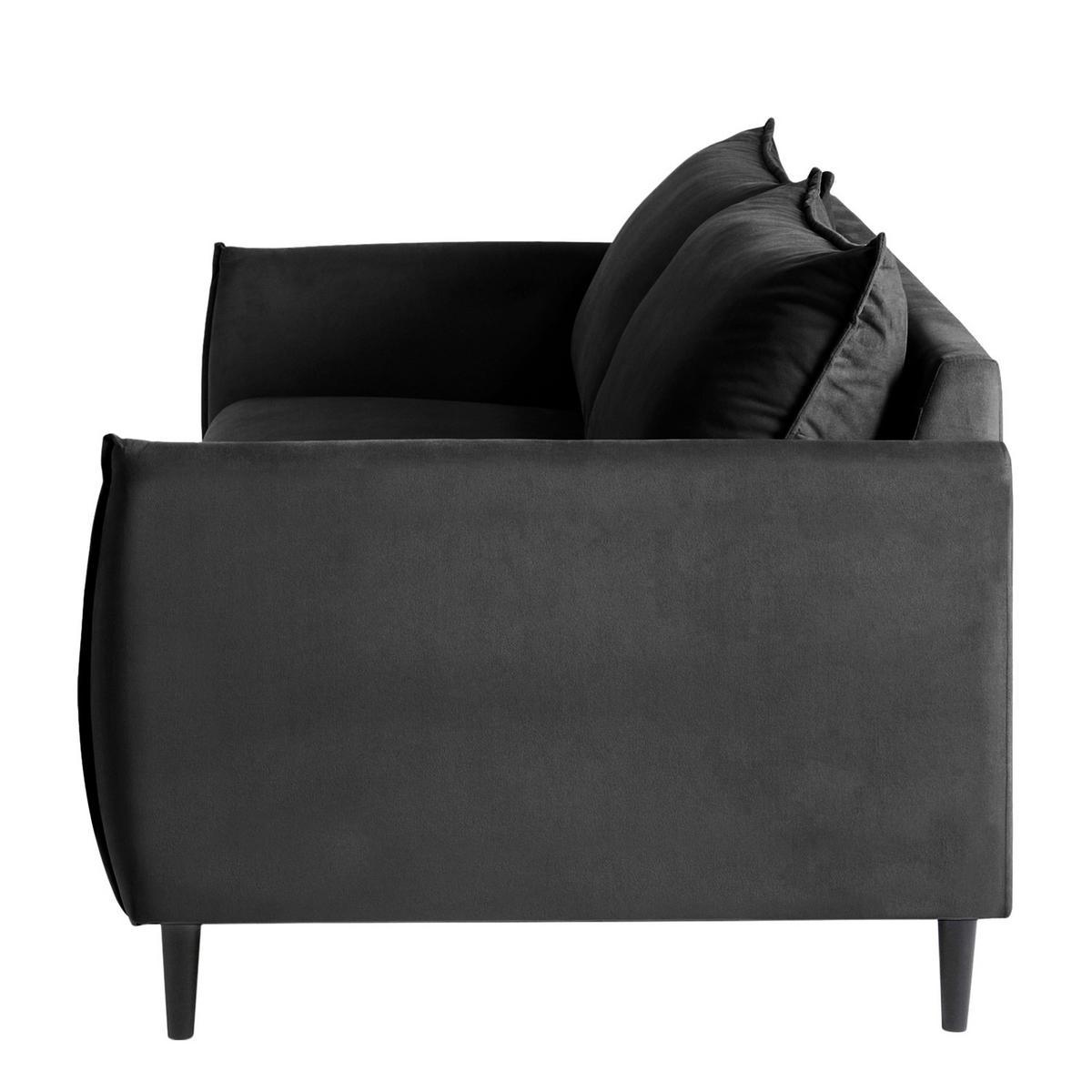 3-SITZER-SOFA JULI Samt Schwarz  - Schwarz, Design, Holz/Textil (203/86/100cm) - P & B