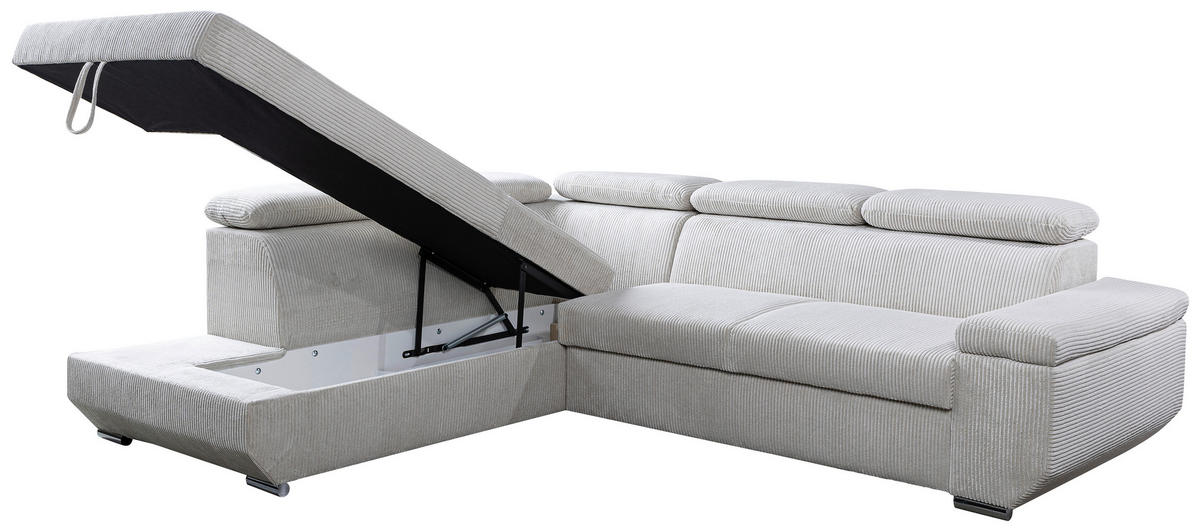 ECKSOFA LARS I Creme Cord  - Chromfarben/Creme, Design, Kunststoff/Textil (215/264cm) - Livetastic