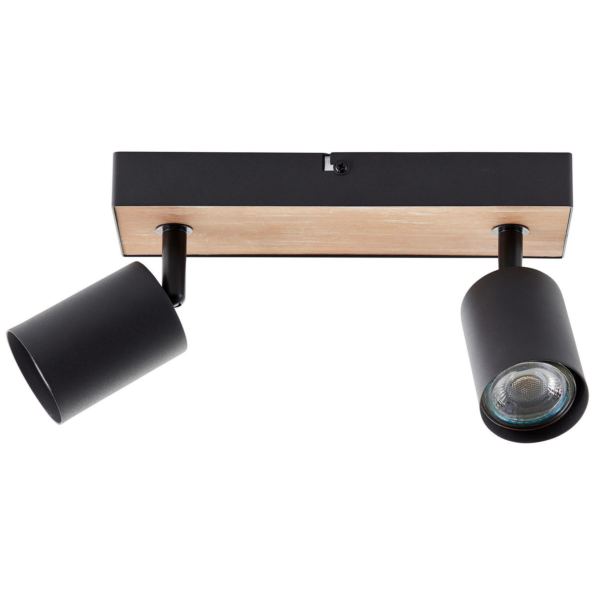 LED-DECKENSTRAHLER - Schwarz/Kieferfarben, Basics, Holz/Metall (24/15,3/8cm) - Brilliant