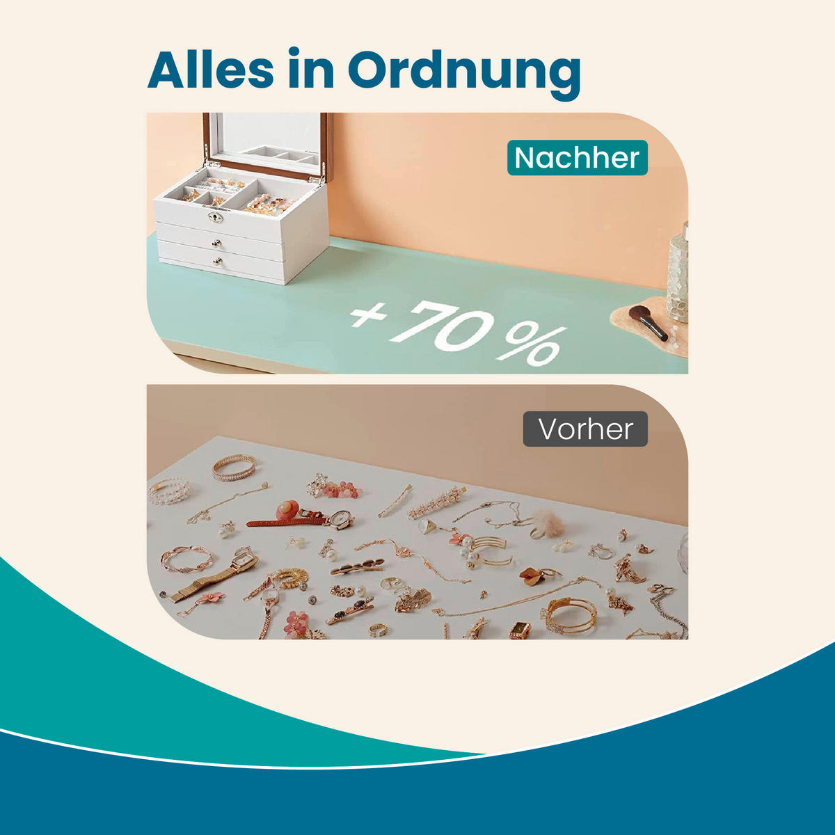 SCHMUCKKÄSTCHEN 25/15/17 cm  - Nussbaumfarben/Weiß, LIFESTYLE, Glas/Holz (25/15/17cm)
