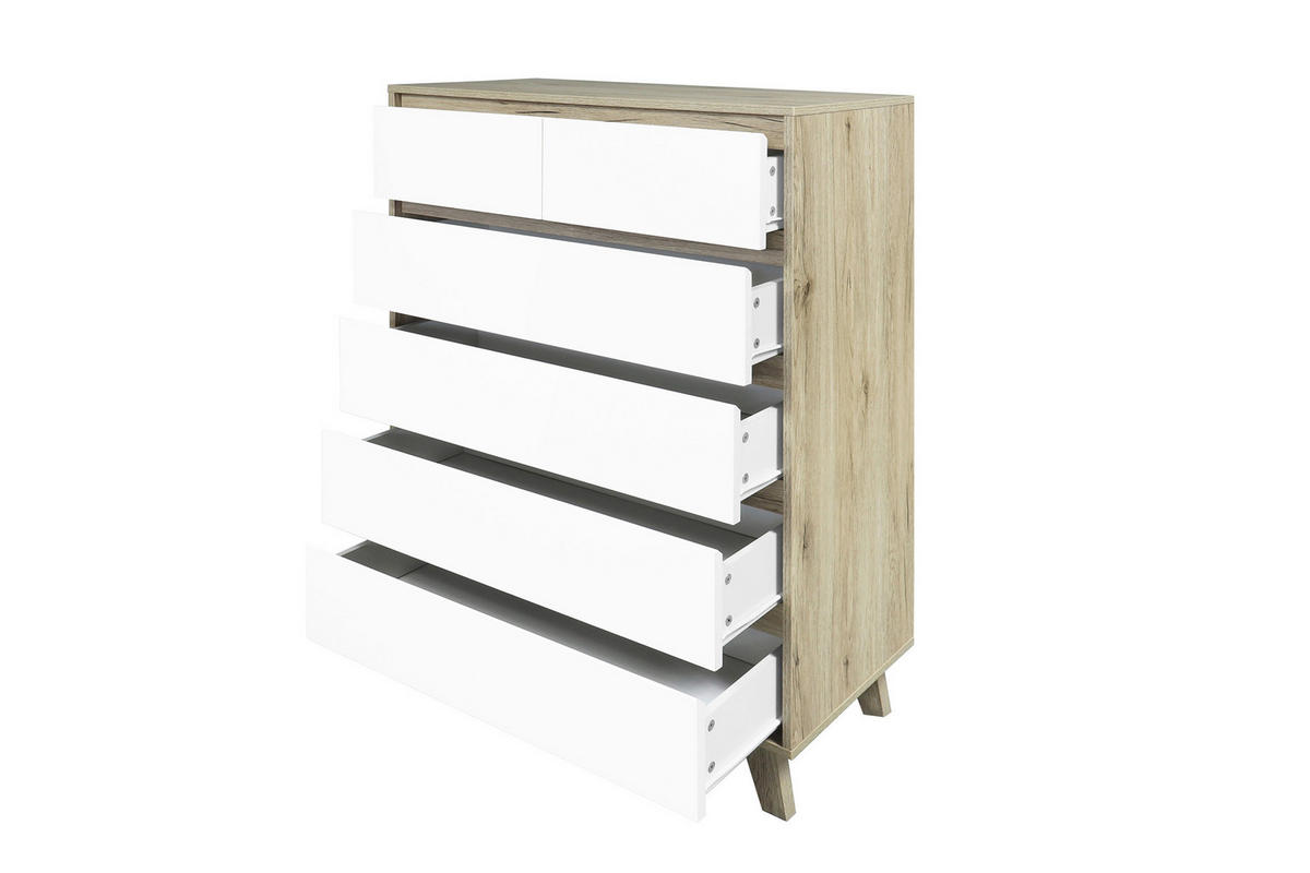 KOMMODE  in 80/118/40 cm  - Weiß/Naturfarben, Design, Holzwerkstoff (80/118/40cm) - Livetastic