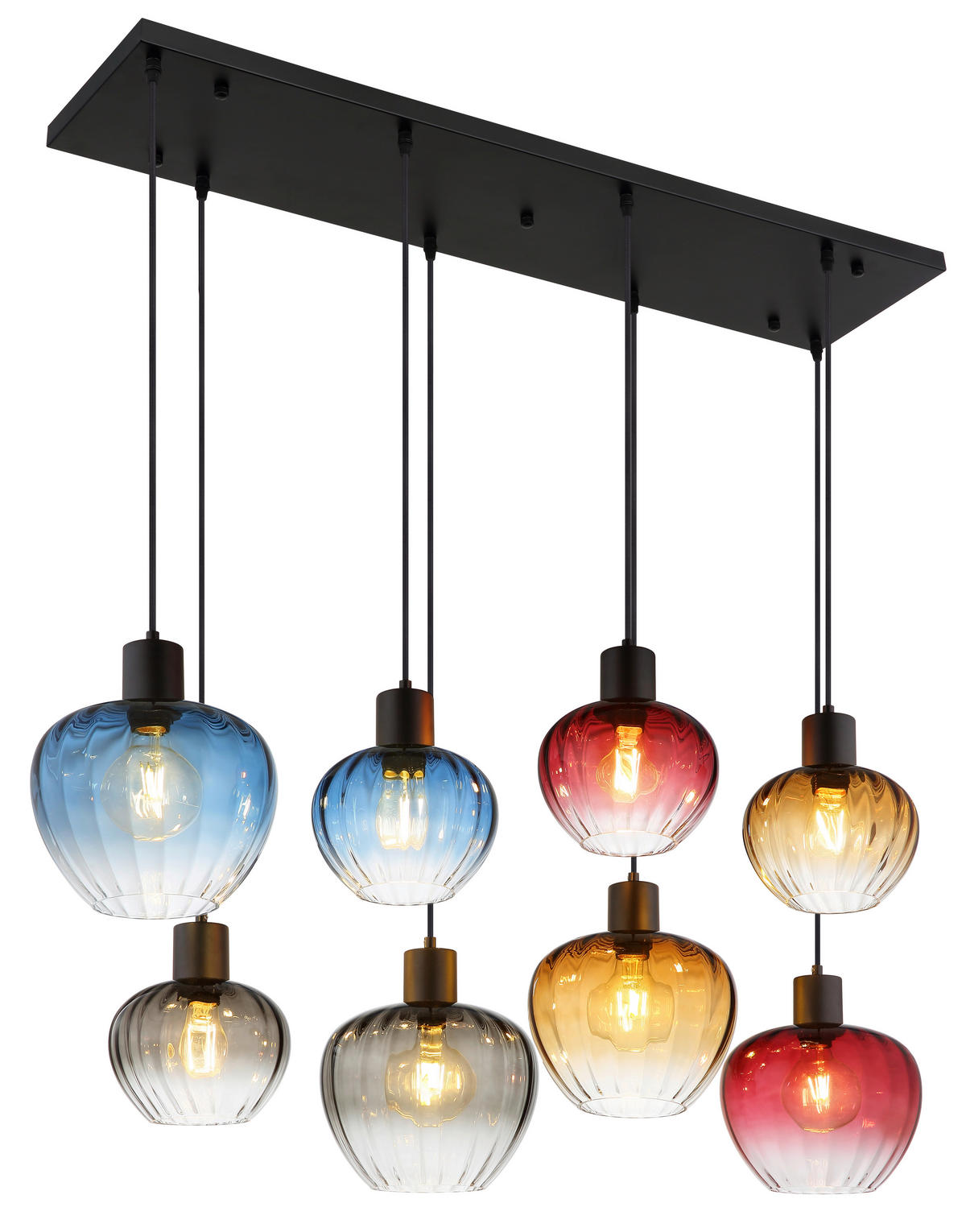 HÄNGELEUCHTE 110/42/120 cm  - Blau/Rot, Design, Glas/Kunststoff (110/42/120cm)