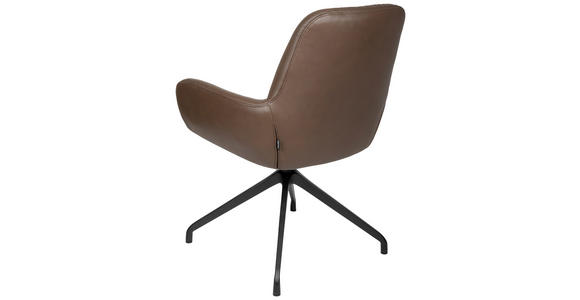 ARMLEHNSTUHL  in Aluminium, Eisen Echtleder pigmentiert  - Schwarz/Braun, Design, Leder/Metall (64/89/65cm) - Dieter Knoll