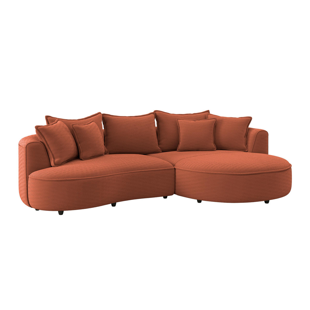 ECKSOFA in Velours, Struktur Terracotta  - Terracotta/Schwarz, Modern, Kunststoff/Textil (287/168cm) - Livetastic