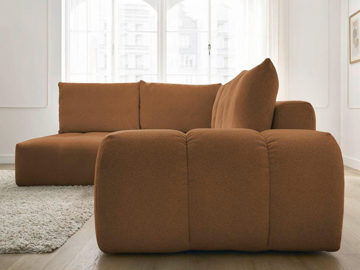 ECKSCHLAFSOFA EVEREST  mit Rücken echt, Armteil links, Armteil rechts Flachgewebe Orange  - Schwarz/Orange, MODERN, Kunststoff/Textil (320/212cm)