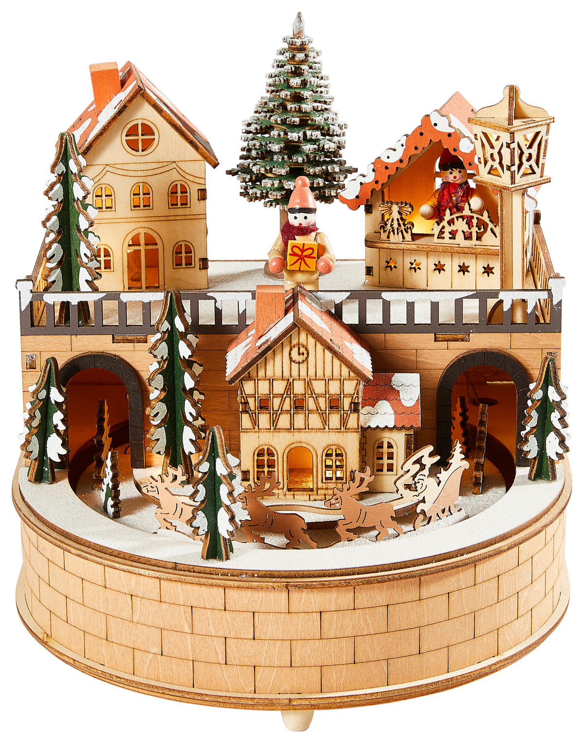 SPIELUHR WEIHNACHTSMARKT  - Braun, Basics, Holz (19/21cm) - X-Mas