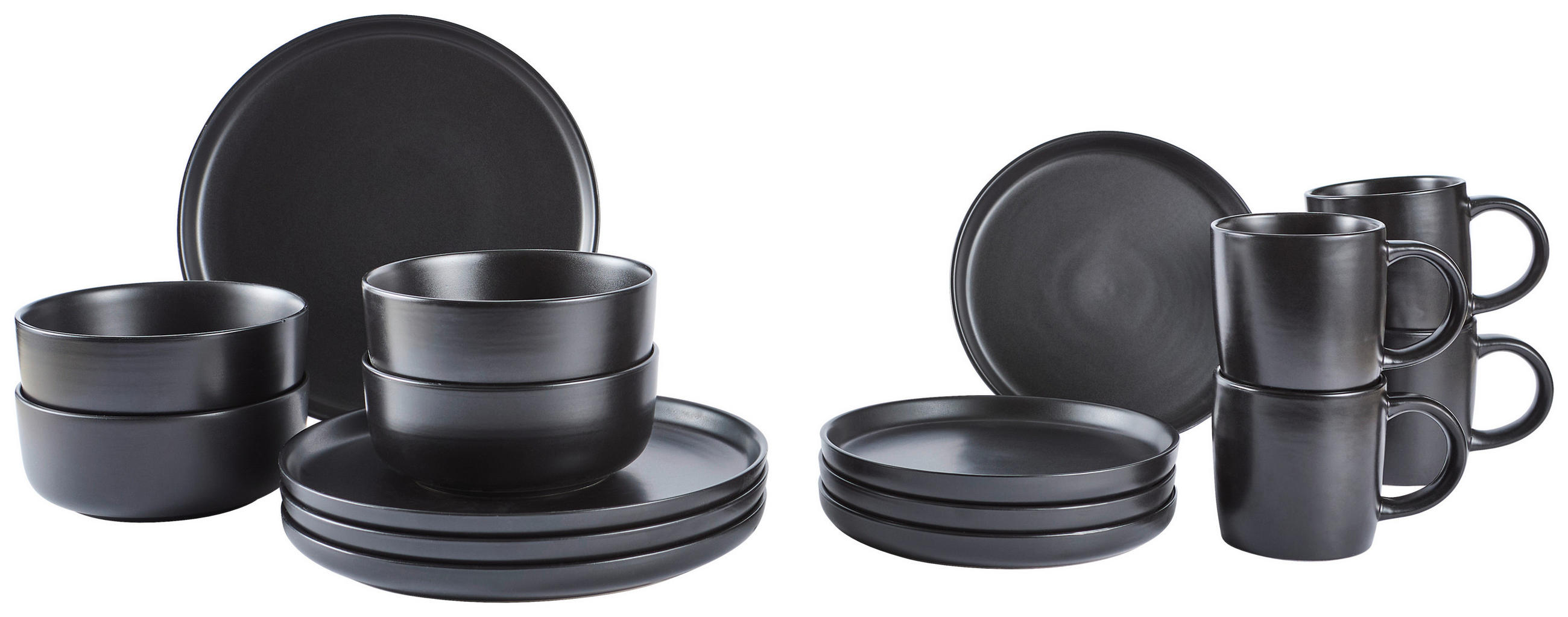 KOMBISERVICE Schwarz Salerno 16-teilig 4 Personen  - Schwarz, Trend, Keramik - Novel