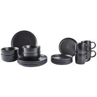 KOMBISERVICE Salerno 16-teilig  - Schwarz, Trend, Keramik - Novel