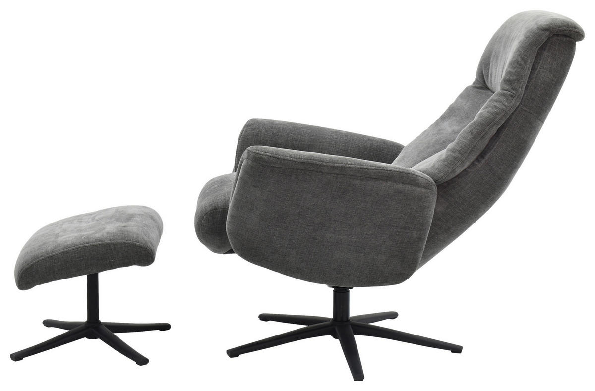 RELAXSESSELSET RELAVO Webstoff Hocker    - Schwarz/Grau, Design, Textil/Metall (72/109/86/111/81cm) - Livetastic