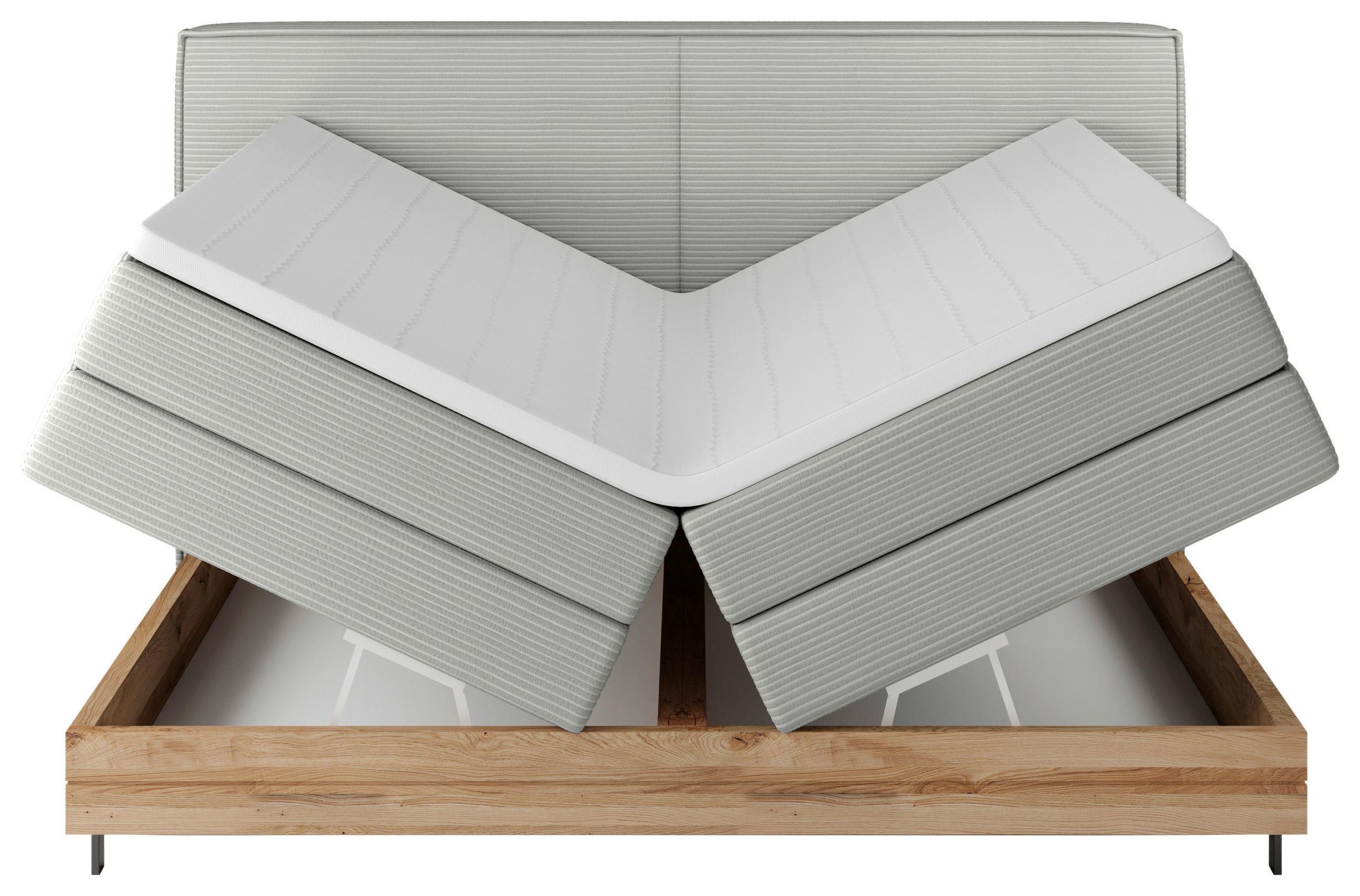 BOXSPRINGBETT 140/200 cm  in Grau  - Schwarz/Grau, Natur, Holz/Textil (140/200cm) - Valnatura